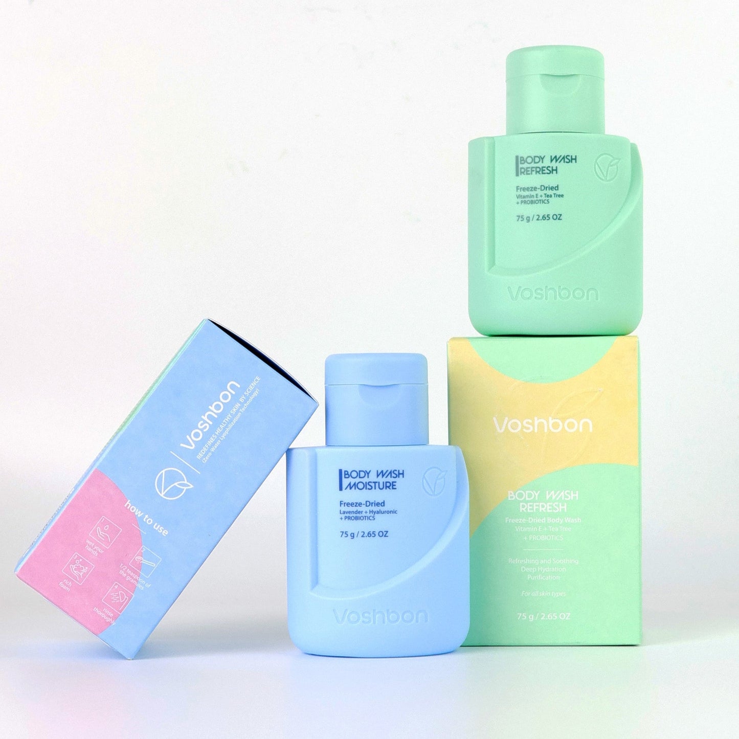 REFRESH Freeze-Dried Body Wash boxed packaging