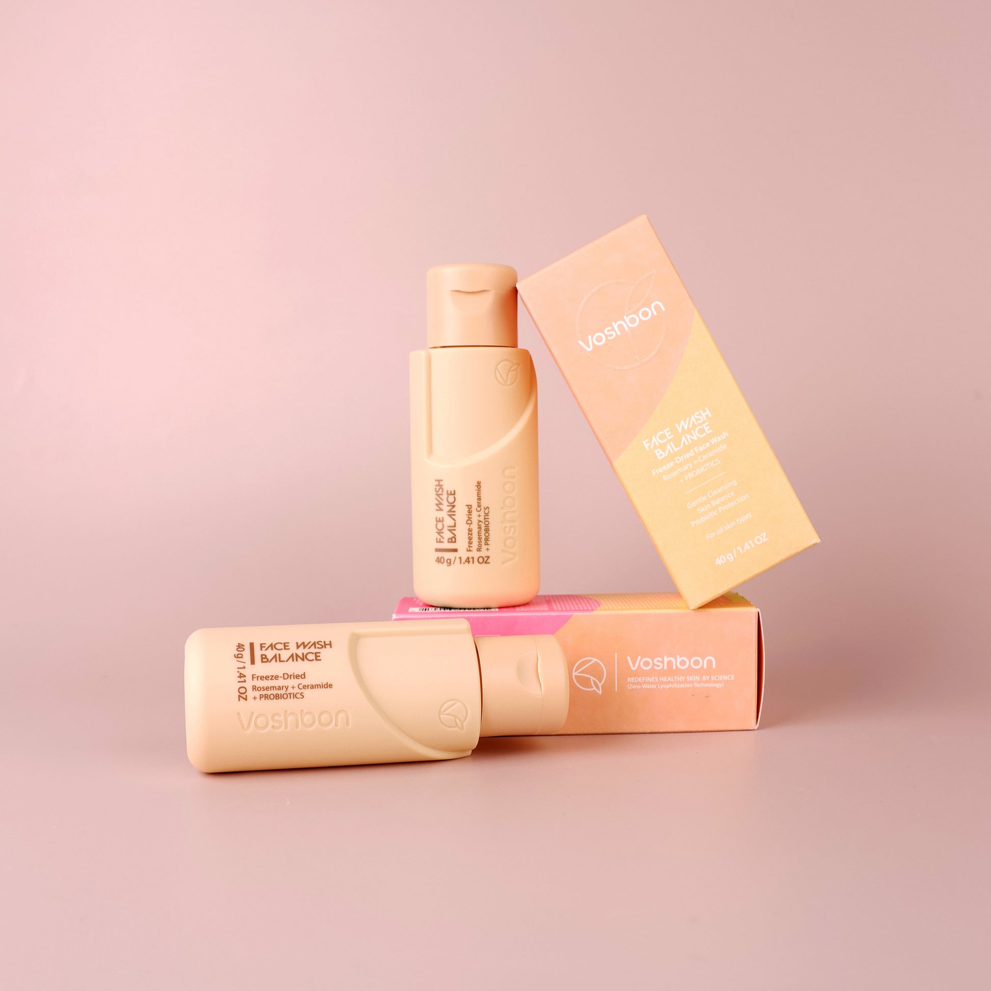 balance granule facial cleanser box packaging and product bottle