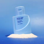 Voshbon Moisture Body Wash on Granules with a gradient blue background.