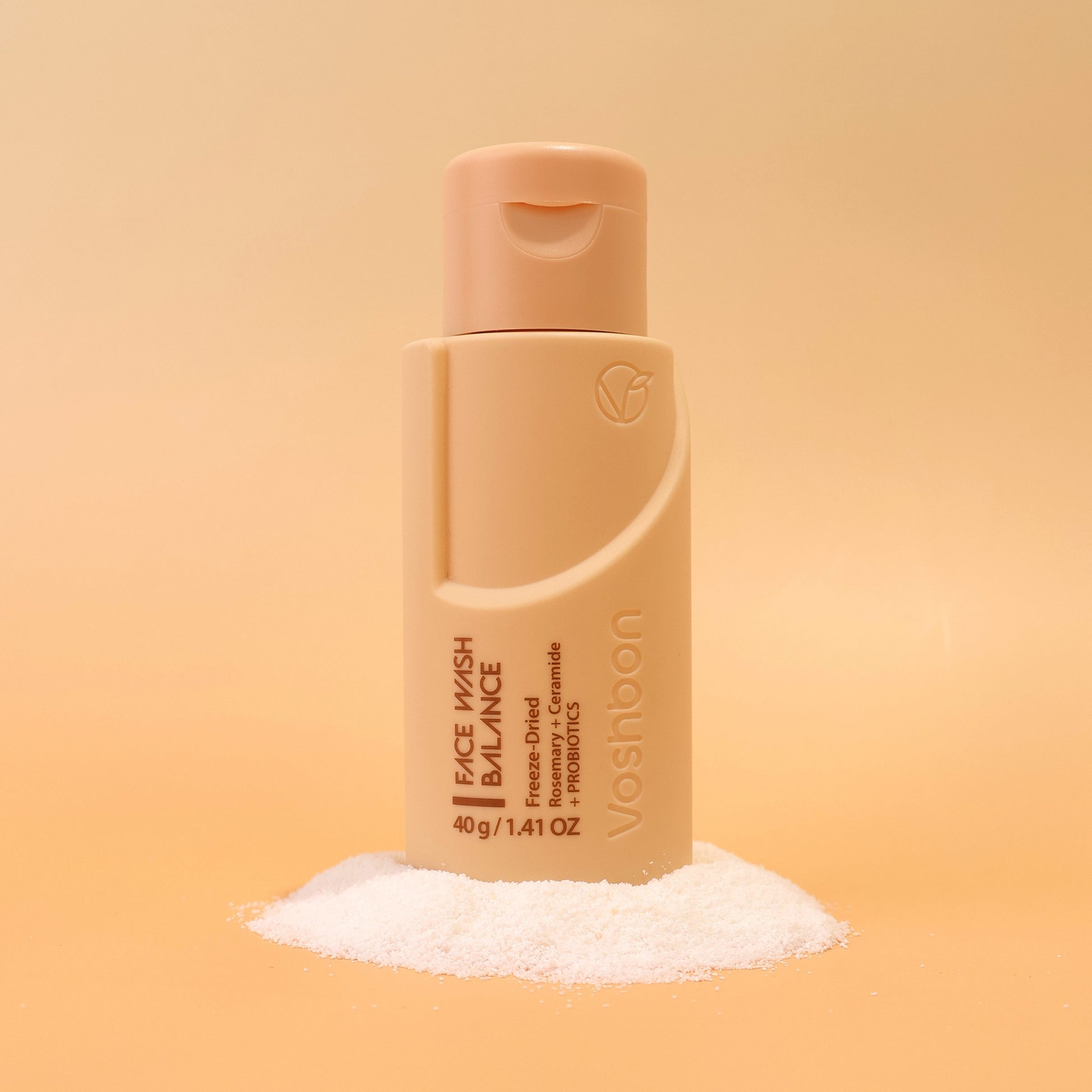 balance granule facial cleanser texture bottle minimal skincare product image