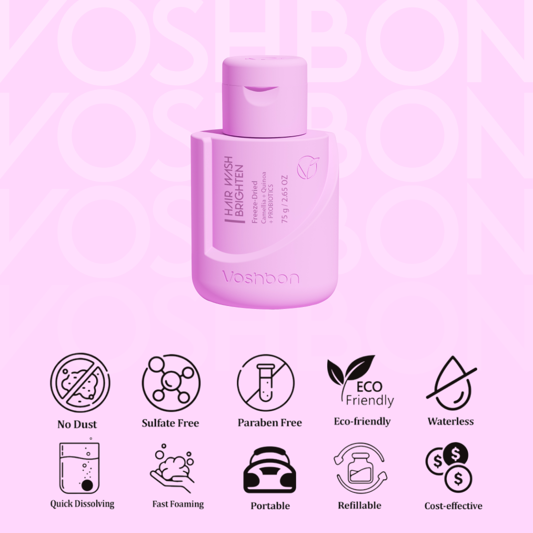 hair wash certification icons gentle waterless hair care information